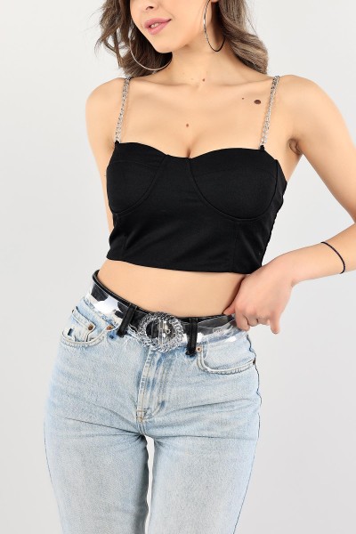 Siyah Zincir Askılı Bluz 109663