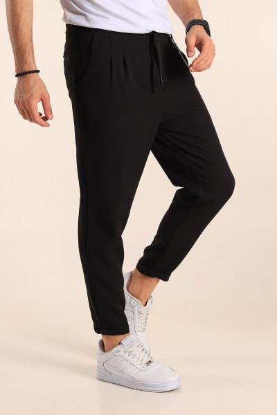 Siyah Zincirli Likralı Erkek Jogger Pantolon 187792
