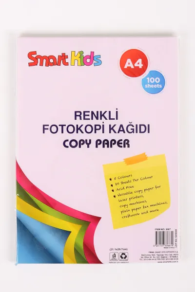 Smart Kids A4 Renkli Fotokopi Kağıdı 5 Renk 100'lü 457419