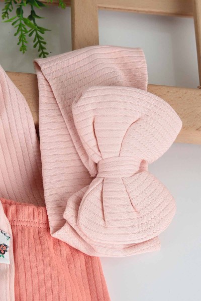 Somon (0-3 Ay) Çiçek Nakışlı Yaka Detaylı 5'li Kız Bebe takım 210642