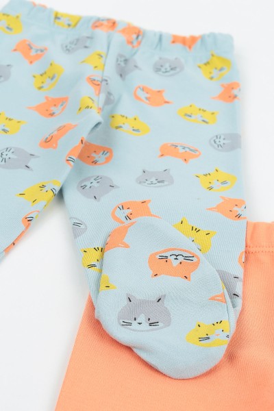 Somon (0-6 Ay) Kedi Baskılı 2'li Patikli Alt 143562
