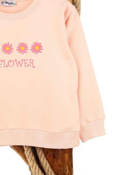 Somon (1-4 Yaş) Flower Papatya Baskılı Kız Bebe Sweat 155249