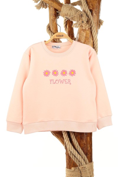 Somon (1-4 Yaş) Flower Papatya Baskılı Kız Bebe Sweat 155249