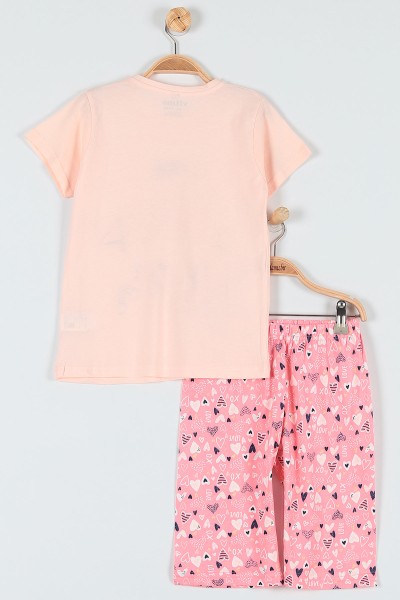 Somon (10-12 Yaş) Pink Baskılı Kaprili KIz Çocuk Pijama Takımı 182030