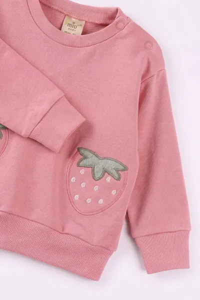 Somon (3-18 Ay) Çilek  Nakışlı  Alt Çimalı  Kız Bebek 2'li Takım 477540