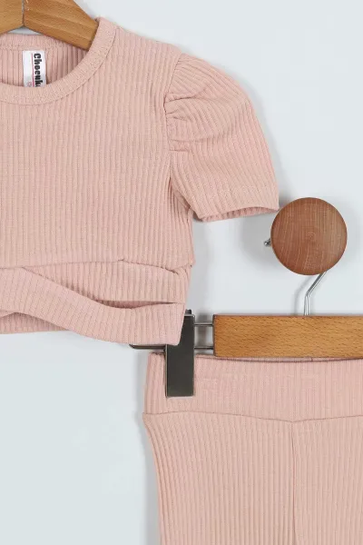 Somon (3-7 Yaş) Crop Fitilli Kız Çocuk Takım 265333
