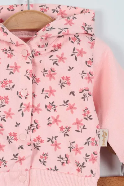 Somon (3-9 Ay) Baskılı Üçlü Kız Bebe Takım 227777