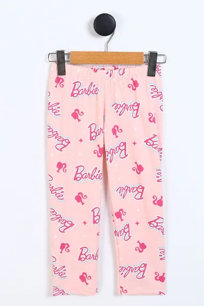 Somon (4-12 Yaş) Baskılı Ön Düğmeli Göz Bandı Detaylı Kız Çocuk Pijama Takım 337930