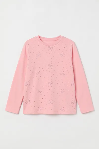 Somon (4-12 Yaş) Fiyonk Taş Baskılı İçi Şardonlu Kız Çocuk Sweatshirt 498568