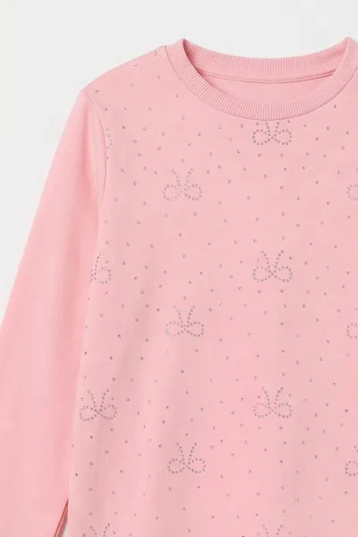 Somon (4-12 Yaş) Fiyonk Taş Baskılı İçi Şardonlu Kız Çocuk Sweatshirt 498568