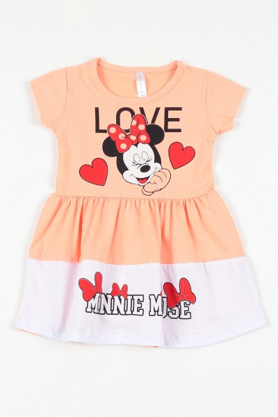 Somon (4-8 yaş) Minnie Mouse Baskılı Beli Lastikli Kız Çocuk Elbise 108776