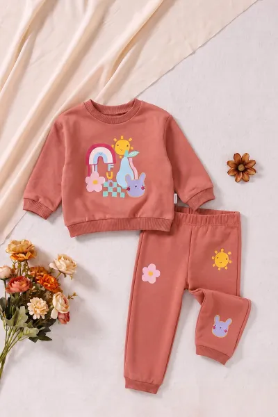 Somon (6-18 Ay) Güneş Basklı Kız Bebek 2'li Takım 479155
