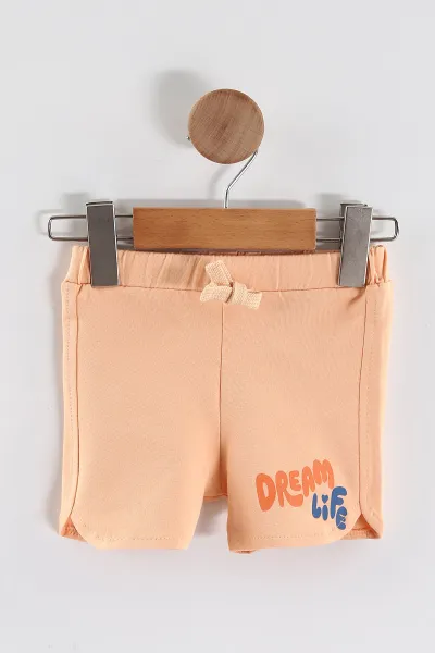 Somon (6-24 Ay) Dream Life Baskılı   Tişörtlü    Şortlu  Kız Bebek 2'li Takım 462225
