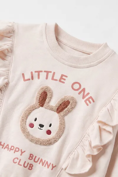 Somon (6-24 Ay) Little One Baskılı Nakışlı  2 İp Kız Bebek Mevsimlik Takım 475679