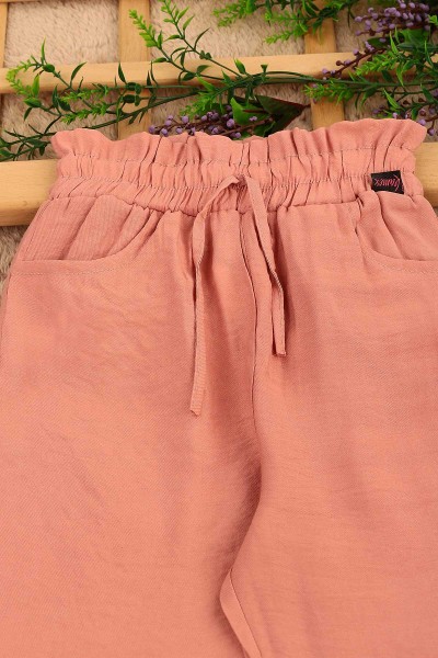 Somon (8-12 Yaş) Bağcıklı Paça Lastikli Kız Çocuk Pantolon 161538