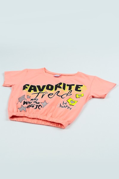 Somon (9-12 Yaş) Favorıte Baskılı Beli Lastikli Kız Çocuk Tişört 105313