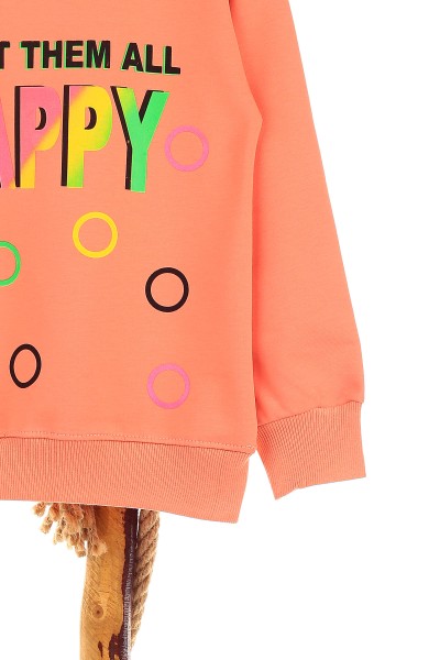 Somon (9-12 Yaş) Happy Baskılı Kız Çocuk Sweat 150985