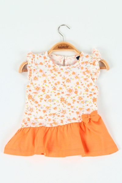 Somon (9-24 ay)  Fırfırlı Fiyonklu Kız Çocuk Elbise 120152