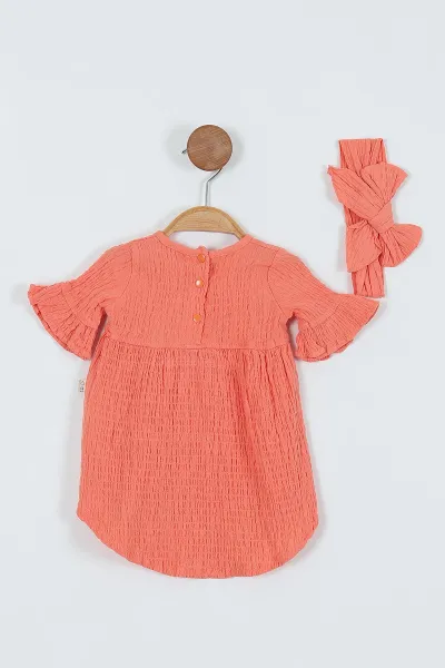 Somon (9-24 Ay) Müslin Kumaş Bebe Yaka Bandanalı Kız Bebek Takım 263831