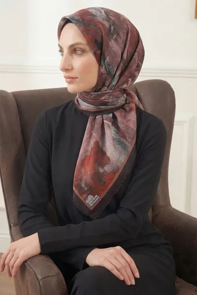 Somon 90x90 Cm Dijital Baskılı Desenli Flam Çekme Eşarp 428662