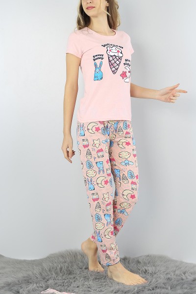 Somon Baskılı Bayan Pijama Takımı 54916