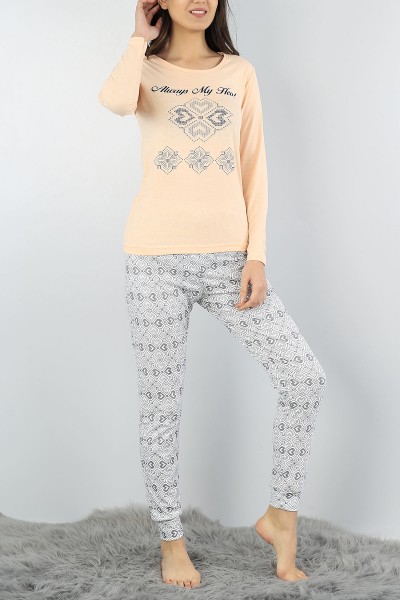 Somon Baskılı Bayan Pijama Takımı 54934