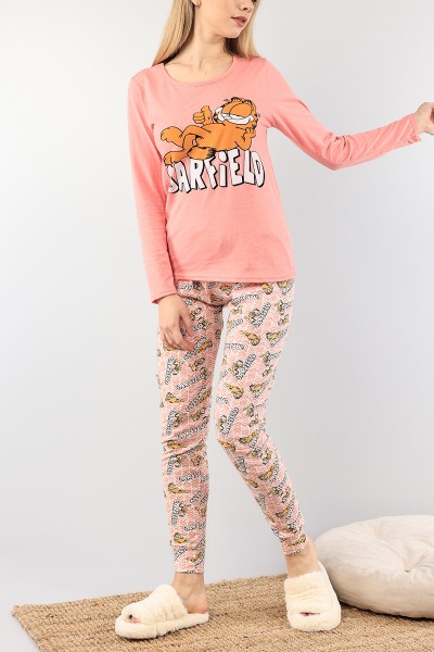 Somon Baskılı Bayan Pijama Takımı 89434
