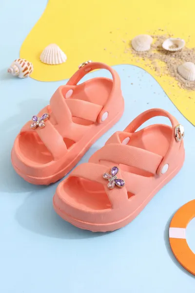 Somon Çapraz Bantlı Tokalı Kız Çocuk Sandalet 462439