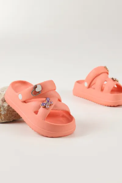 Somon Çapraz Bantlı Tokalı Kız Çocuk Sandalet 462439