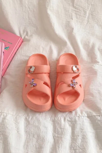 Somon Çapraz Bantlı Tokalı Kız Çocuk Sandalet 462439