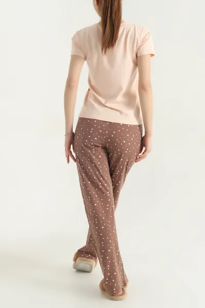 Somon Desenli Penye Kadın Pijama Takımı 341722