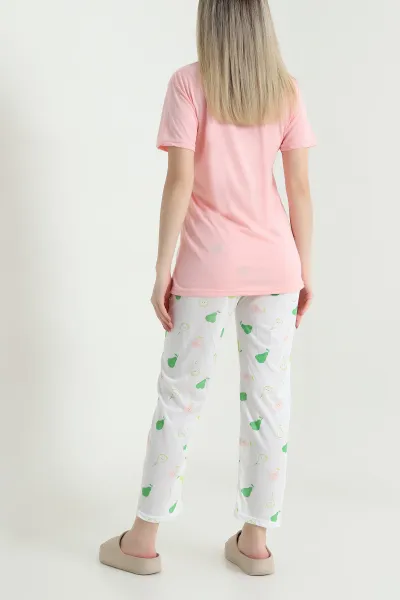 Somon Desenli Viskon Kadın Pijama Takımı 466621