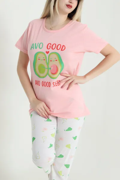 Somon Desenli Viskon Kadın Pijama Takımı 466621