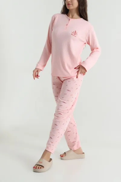 Somon Kalın Fitilli Viskon Kadın Pijama Takımı 494634