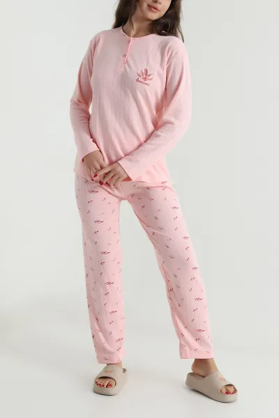 Somon Kalın Fitilli Viskon Kadın Pijama Takımı 494634