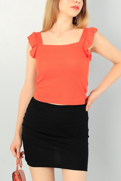 Somon Kolları Fırfırlı Fitilli Bluz 67838