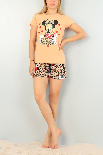 Somon Leopar Desen Bayan Pijama Takımı 68283