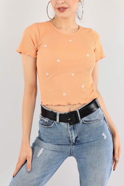 Somon Nakışlı Fitilli Bluz 115673