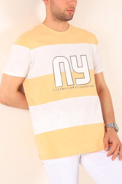 Somon Relaxed Fit NY Baskılı Çift Renk Tişört 182270