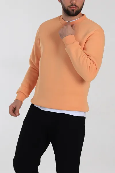 Somon Relaxed Fit Üç İp Şardonlu Kabartma Detaylı Erkek Sweatshirt 309904