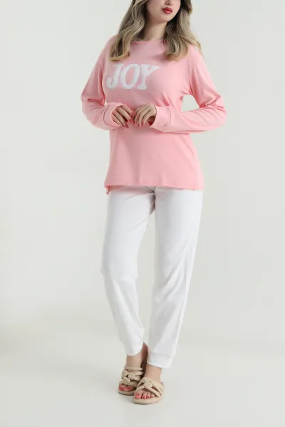 Somon Uzun Kollu İnterlok Kadın Pijama Takımı 499830