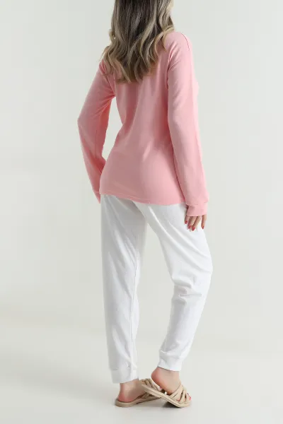 Somon Uzun Kollu İnterlok Kadın Pijama Takımı 499830