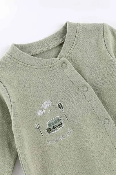 Su Yeşili (0-3 Ay) Araba Baskılı   Patikli  2'li Erkek Bebek Tulum 486924
