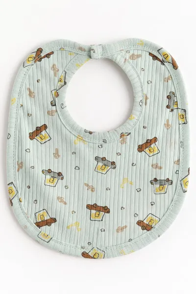 Su Yeşili (0-3 Ay) Araba Baskılı Raporlu Battaniyeli Erkek Bebek 5'li Set 487185