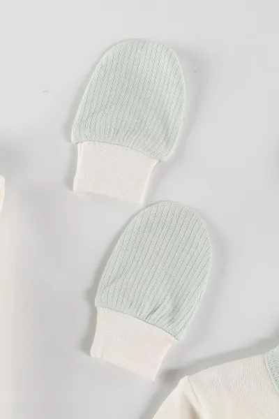 Su Yeşili (0-3 Ay) Cute Ayıcık Nakışlı   10 Parça Kutulu Yeni Doğan Erkek Bebek Zıbın Seti 443601