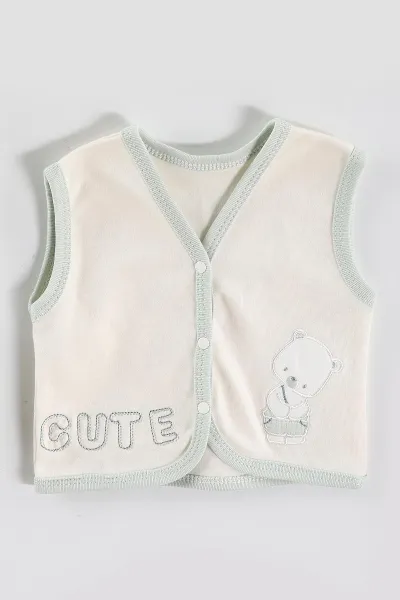 Su Yeşili (0-3 Ay) Cute Ayıcık Nakışlı   10 Parça Kutulu Yeni Doğan Erkek Bebek Zıbın Seti 443601