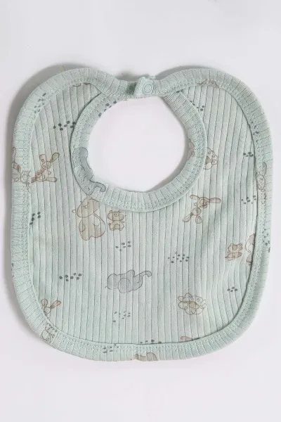 Su Yeşili (0-3 Ay) Fil Baskılı Raporlu Battaniyeli Erkek Bebek 5'li Set 487180