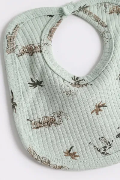 Su Yeşili (0-3 Ay) Sevimli Hayvanlar Baskılı Raporlu Battaniyeli Erkek Bebek 5'li Set 487194