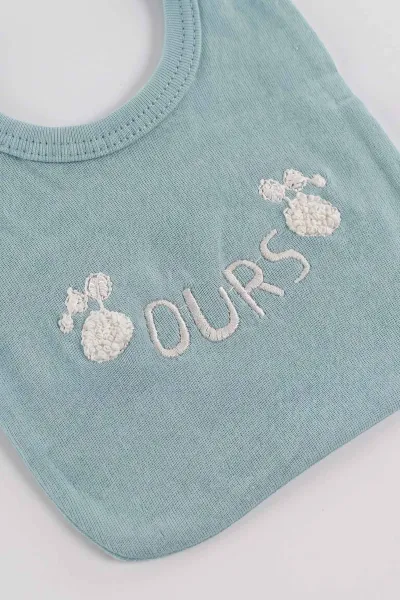 Su Yeşili (0-3 Ay)Şapkalı Ayıcık Nakışlı  Patikli 5'li Erkek Bebek Takım 479303