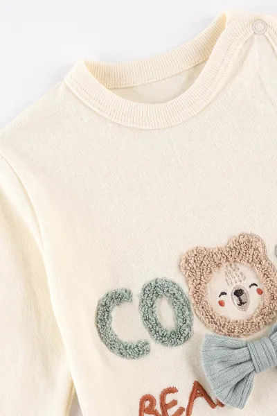Su Yeşili (0-3 Ay)Süzene Cool Nakışlı  Patikli ve Şapkalı Erkek Bebek 3'lü Takım 477132